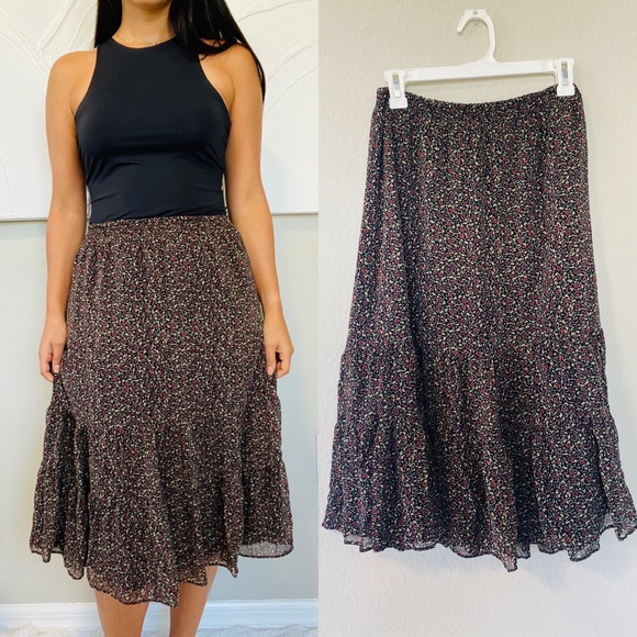 Joie 100% Silk Floral Midi Skirt - Picture 1 of 7